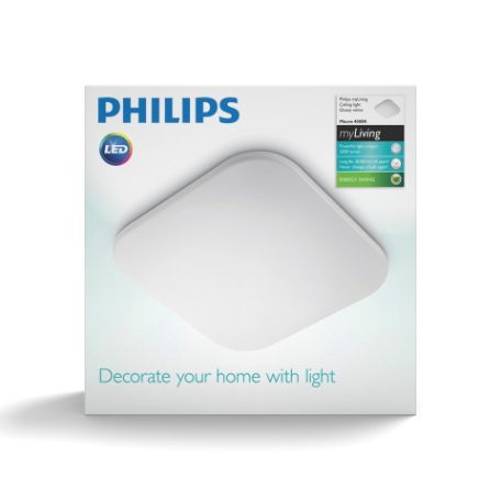 Philips myLiving Ceiling Light Glossy White Mauve 3111031P0 mennyezeti szögletes LED lámpa 322 x  322 x 75 mm 1800 lm 17W melegfehér