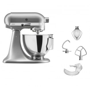   KitchenAid Classic 5KSM95 Metallic Chrome acélszürke 4.3L 275W fém konyhai robotgép, dagasztógép (95-ös modell, 5KSM95PSEMC)