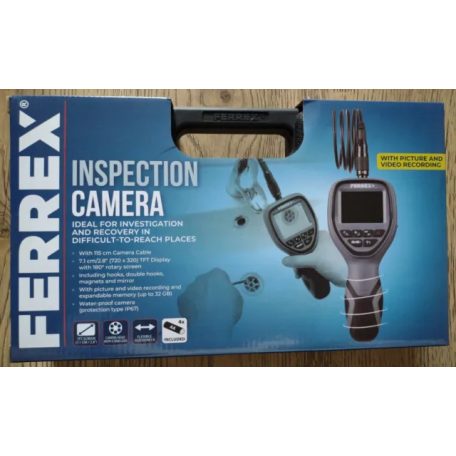 FERREX 99D7MAX 640 x 480 pixeles elemes endoszkóp kamera, vizsgálókamera 2,8" 7.1 cm LCD kijelzővel