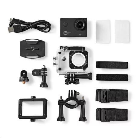 Nedis ACAM41BK Ultra HD 4K 16MP WiFi akciókamera 2" TFT-LCD kijelzővel, 140°szög, mikrofon, microSD kártyahely + 30 méterig vízálló tok