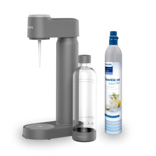   Philips GoZero Lite Soda Maker ADD4901 Grey szürke szódagép, házi szódakészítő 1 db CO2 patronnal és 1 db 0.9 literes palackkal (ADD4901GR/10)