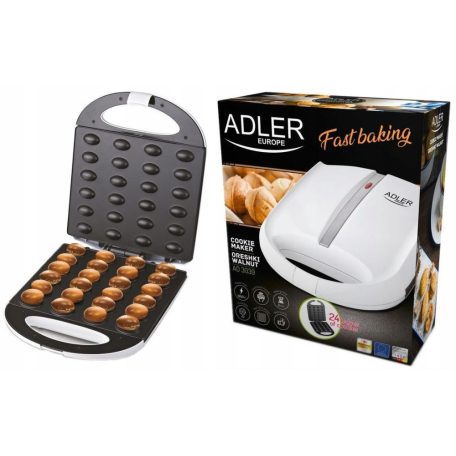 MESKO / ADLER XXL 1600W 24 darabos töltött gofrisütő, gofrimogyoró / mandula / dió sütemény készítő