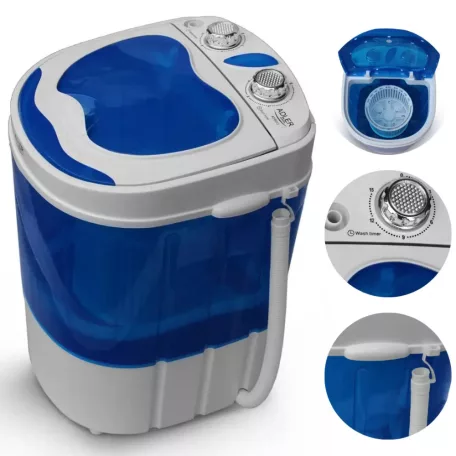 Adler / Camry hordozható, kemping mini mosógép 3 kg / 400W keverőtárcsás mosógép 580W centrifugával nyaralóba / utazáshoz