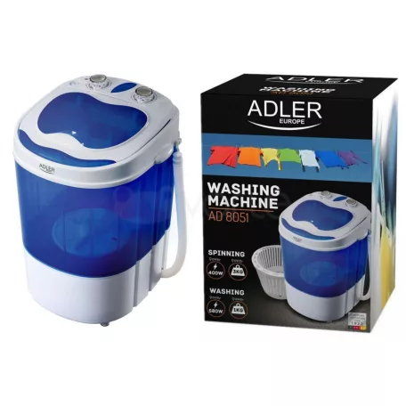 Adler / Camry hordozható, kemping mini mosógép 3 kg / 400W keverőtárcsás mosógép 580W centrifugával nyaralóba / utazáshoz
