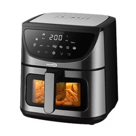 Hauser AF-818 Fry Force 360° AirFryer XXL 1800W 8L inox, nemesacél digitális Air Fryer, olajmentes olajsütő, 8 literes, családi légkeveréses forrólevegős sütő