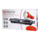 Ambiano 816753 dupla elektromos főzőlap, 2500W fém platnis kétlapos rezsó 1000W + 1500W, fekete