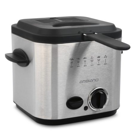 Ambiano MDF-1 inox, nemesacél fondü - fritőz, 1.2 literes 840W mini olajsütő, 1 - 2 személyes fritőz fix, tapadásmentes üsttel, fondue készlettel (839696)
