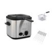   Ambiano MDF-1 inox, nemesacél fondü - fritőz, 1.2 literes 840W mini olajsütő, 1 - 2 személyes fritőz fix, tapadásmentes üsttel, fondue készlettel (839696)