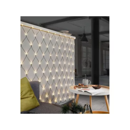 Aspiria Home Creation / Melinera 320 x 150 cm hálózati melegfehér / borostyánsárga kültéri / beltéri 160 LED fényháló, programozható karácsonyi dekoráció 230V, 8 programmal, 6 órás időzítővel