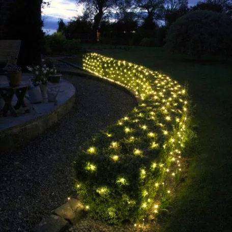 Aspiria Home Creation / Melinera 320 x 150 cm hálózati melegfehér / borostyánsárga kültéri / beltéri 160 LED fényháló, programozható karácsonyi dekoráció 230V, 8 programmal, 6 órás időzítővel