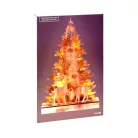 Decorative Lightning Fenyőfa és Szarvas 24 x 5 x 38 cm 3D LED-es natúr fa karácsonyi dekoráció, világító karácsonyi dísz 16 db melegfehér LED-el