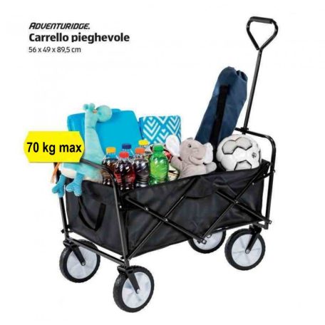 Adventuridge összecsukható, 70 kg teherbírású 56 x 49 x 89,5 cm kerti kézikocsi, horgászkocsi, strandkocsi, szállító kocsi