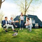 Adventuridge 4 személyes (négyszemélyes, dupla hálófülkés) családi sátor, fesztiválsátor, kempingsátor 2 hálófülkével, 520 x 230 x 195 cm, 3000 mm vízoszlop