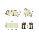 Adventuridge 4 személyes (négyszemélyes, dupla hálófülkés) családi sátor, fesztiválsátor, kempingsátor 2 hálófülkével, 520 x 230 x 195 cm, 3000 mm vízoszlop