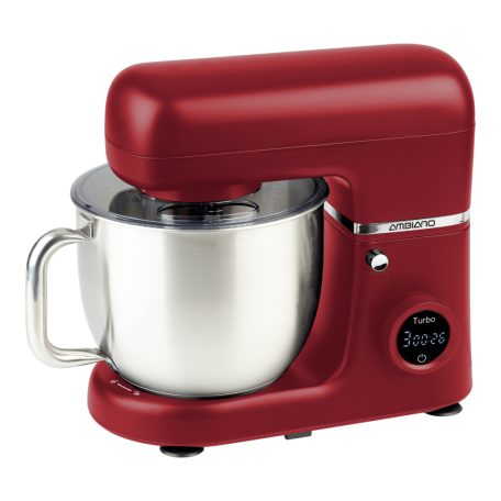 Ambiano GT-SF-KMR-02 piros / fekete 800W 5L digitális konyhai robotgép, dagasztógép, mixer, habverő, fröccsenésgátló fedéllel, LED kijelzővel