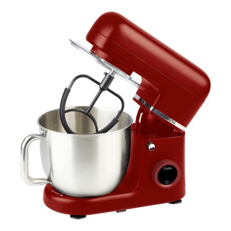 Ambiano GT-SF-KMR-02 piros / fekete 800W 5L digitális konyhai robotgép, dagasztógép, mixer, habverő, fröccsenésgátló fedéllel, LED kijelzővel