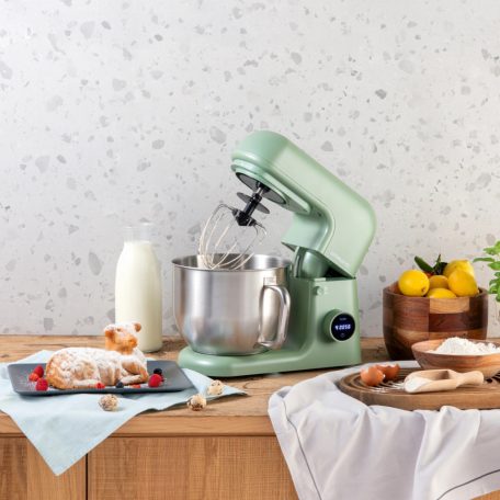 Ambiano SM-24 fekete / pisztácia zöld 800W 5L digitális konyhai robotgép, dagasztógép, mixer, habverő, fröccsenésgátló fedéllel, LED kijelzővel