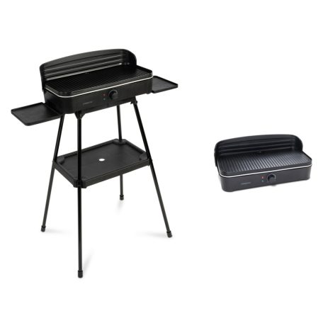Ambiano ETG-3 asztali / állványos 2 az 1-ben 2200W elektromos grill, grillsütő, szélfogóval, tároló polccal 50 x 25 cm sütőlappal