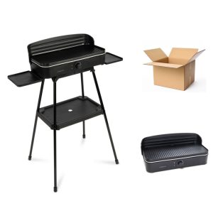   BONTOTT Ambiano ETG-3 asztali / állványos 2 az 1-ben 2200W elektromos grill, grillsütő, szélfogóval, tároló polccal 50 x 25 cm sütőlappal, 14 napos visszavásárolt, kipróbált darab