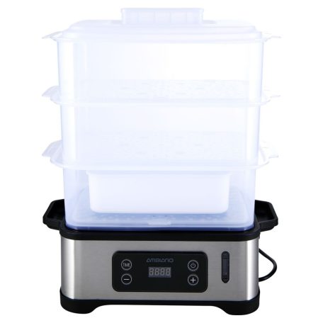 Ambiano FS-21 1000W digitlis párológép, 3 rekeszes 12 literes gőzpároló, BPA-mentes pároló, ételpároló és tojásfőző