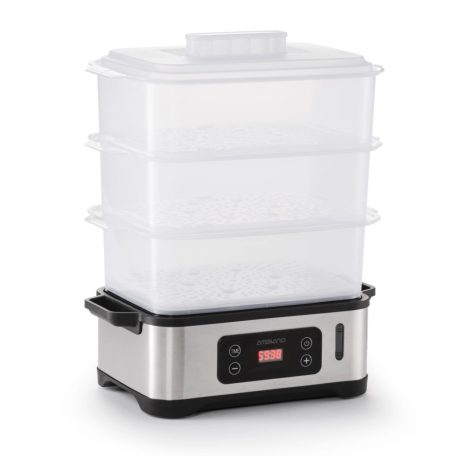 Ambiano FS-21 1000W digitlis párológép, 3 rekeszes 12 literes gőzpároló, BPA-mentes pároló, ételpároló és tojásfőző