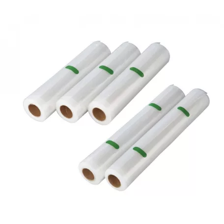 SilverCrest / Ambiano Maxi Pack 15 méter 22 cm / 28 cm széles sous-vide vákuumfólia, 5 tekercs 3 méteres vákuumfólia, csomagolófólia (3 x 22 x 300 cm + 2 x 28 x 300 cm)