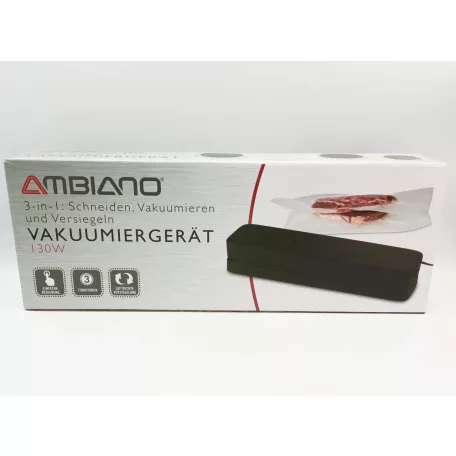 BONTOTT, kipróbált Ambiano VFS-22 sous-vide 130W vákuumcsomagoló fóliahegesztő, lágyvákuum funkcióval és beépített fóliavágóval