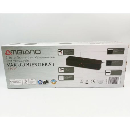 Ambiano VFS-22 sous-vide 130W vákuumcsomagoló fóliahegesztő, lágyvákuum funkcióval és beépített fóliavágóval