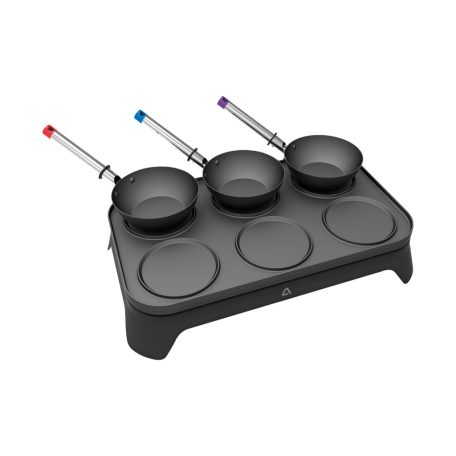 Ambiano WK-1 asztali Woklette grillező, 2 az 1-ben 1500W elektromos wok és palacsintasütő készlet 6 db tapadásmentes mini wok serpenyővel és fa spatulával