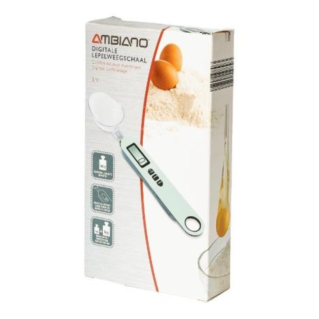 Ambiano 50 ml / 300 g digitális kanálmérleg LCD kijelzővel, TARA funkcióval, mérőkanál 2 levehető fejjel (25 ml / 50 ml), 1g lépésközzel