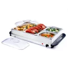 Ambiano 827922 / SilverCrest SBW 300 A1 Buffet Warmer 64 x 14 x 36 cm nemesacél, inox 7 literes 300W ételmelegítő, büfé melegentartó, büfétálaló, szervírozó lap 4 rekesszel, fedőkkel
