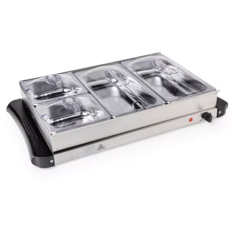 Ambiano 827922 / SilverCrest SBW 300 A1 Buffet Warmer 64 x 14 x 36 cm nemesacél, inox 7 literes 300W ételmelegítő, büfé melegentartó, büfétálaló, szervírozó lap 4 rekesszel, fedőkkel