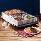 Ambiano 827922 / SilverCrest SBW 300 A1 Buffet Warmer 64 x 14 x 36 cm nemesacél, inox 7 literes 300W ételmelegítő, büfé melegentartó, büfétálaló, szervírozó lap 4 rekesszel, fedőkkel