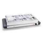 Ambiano 827922 / SilverCrest SBW 300 A1 Buffet Warmer 64 x 14 x 36 cm nemesacél, inox 7 literes 300W ételmelegítő, büfé melegentartó, büfétálaló, szervírozó lap 4 rekesszel, fedőkkel