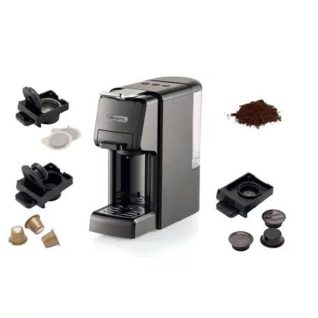 Ariete 1304 / 1 Fekete 1350W 19 bar multikapszulás eszpresszó kávéfőző 4 az 1-ben: őrölt kávéhoz, Nespresso® és DolceGusto® kávékapszulákhoz, E.S.E Podhoz