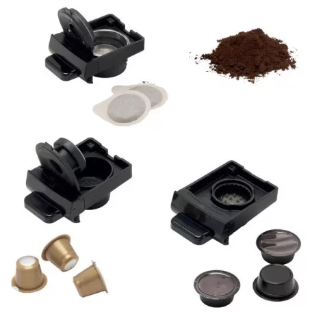 Ariete 1304 / 1 Fekete 1350W 19 bar multikapszulás eszpresszó kávéfőző 4 az 1-ben: őrölt kávéhoz, Nespresso® és DolceGusto® kávékapszulákhoz, E.S.E Podhoz