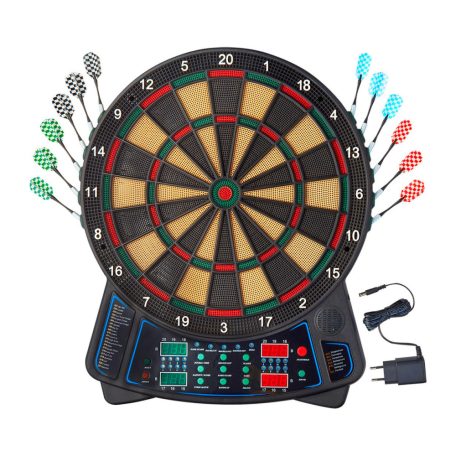 CRANE Aspiria elektromos fali darts tábla 4 db LED kijelzővel, 3 x 4 dart szettel, hálózati adapterrel, 100 pótheggyel