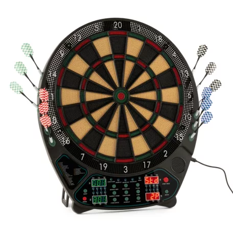 CRANE Aspiria FS2025 elektromos fali darts tábla 4 db LED kijelzővel, 3 x 4 dart szettel, hálózati adapterrel, 100 pótheggyel