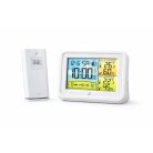 Auriol HG-07051B (IAN 353517) fehér DCF rádióvezérelt vezeték nélküli időjárás állomás színes LCD kijelzővel, 2 db USB porttal, 100 m hatótávolságú vezeték nélküli kültéri egységgel és hálózati adapterrel