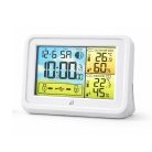 Auriol HG-07051B (IAN 353517) fehér DCF rádióvezérelt vezeték nélküli időjárás állomás színes LCD kijelzővel, 2 db USB porttal, 100 m hatótávolságú vezeték nélküli kültéri egységgel és hálózati adapterrel