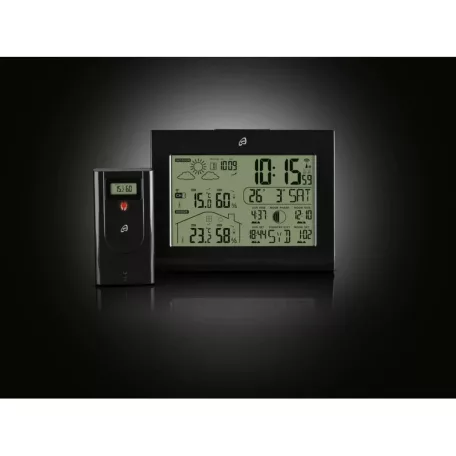 Auriol LD-5792 (375644) DCF rádióvezérelt vezeték nélküli fali / álló időjárás állomás 12 x 8 cm LCD kijelzővel, 100m hatótávú kültéri jeladóval