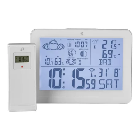 Auriol LD-6664 (IAN 452191) DCF rádióvezérelt vezeték nélküli fali / álló időjárás állomás 13 x 8 cm LCD kijelzővel, 100m hatótávú kültéri jeladóval