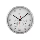 Livarno Home / Auriol DCF WH inox rádióvezérelt analóg, mechanikus falióra, szálcsiszolt alumínium kerettel, páratartalom mérővel és hőmérővel, fehér számlappal