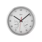 Livarno Home / Auriol DCF WH inox rádióvezérelt analóg, mechanikus falióra, szálcsiszolt alumínium kerettel, páratartalom mérővel és hőmérővel, fehér számlappal
