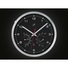 Auriol / Livarno Home DCF BK inox rádióvezérelt analóg, mechanikus falióra, szálcsiszolt alumínium kerettel, páratartalom mérővel és hőmérővel, fekete számlappal