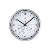   Auriol / Livarno Home DCF SZETT,  2 db inox rádióvezérelt analóg, mechanikus falióra, szálcsiszolt alumínium kerettel, páratartalom mérővel és hőmérővel, fehér és fekete számlappal