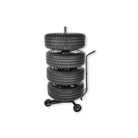 AutoXS gurulós keréktartó állvány, gurítható abroncstároló 100 kg teherbírással max 225 mm gumiszélességig