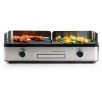   Barbecue Chef Grill / DOMO BBQ DO9252G Genius 2 zónás 2400W asztali elektromos grill, 56 x 50 cm inox grillsütő dupla sütőlappal, szélfogóval