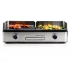   Barbecue Chef Grill / DOMO BBQ DO9252G Genius 2 zónás 2400W asztali elektromos grill, 56 x 50 cm inox grillsütő dupla sütőlappal, szélfogóval