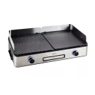 Barbecue Chef Grill / DOMO BBQ DO9252G Genius 2 zónás 2400W asztali elektromos grill, 56 x 50 cm inox grillsütő dupla sütőlappal, szélfogóval